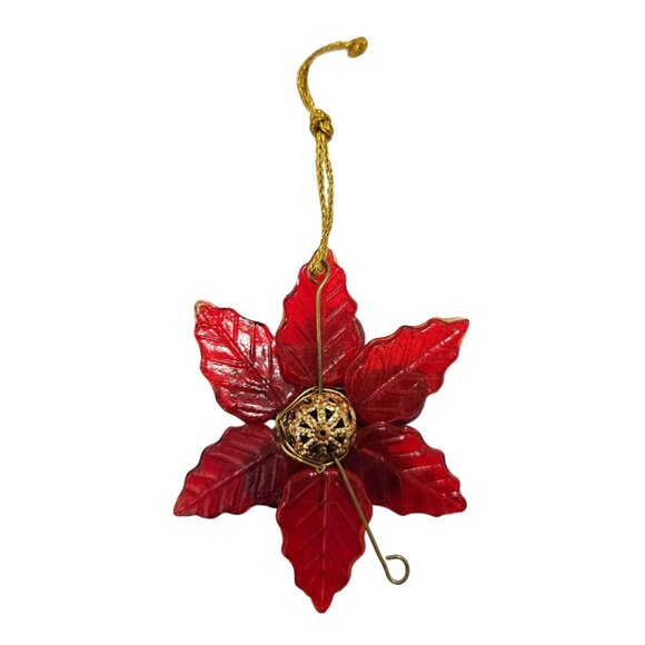 Vintage Red Glass Poinsettia Gold Filigree‎ Center Versatile - Picture 13 of 13